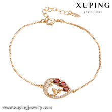 74734 Xuping vogue gold covering fashion jewellery refined love heart charm bracelet